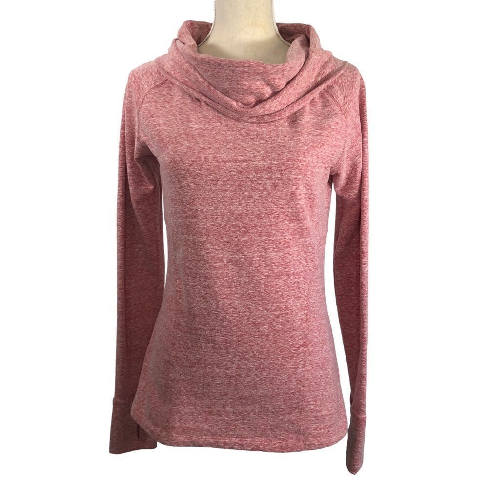Athleta Women’s Heathered Red funnel neck long sleeved pullover top Size Small